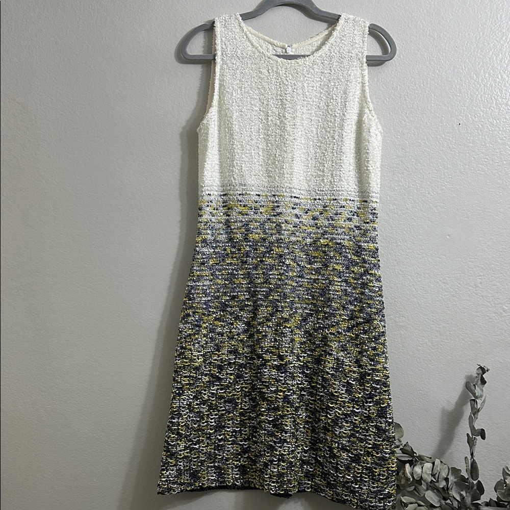 St. John knit Cream and Multicolor Tweed Midi Dress